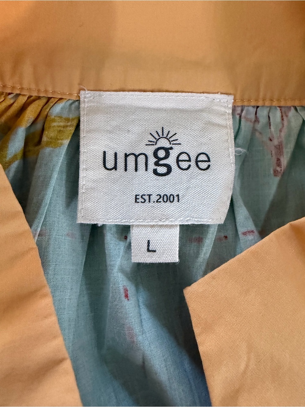 Umgee green, yellow and pink Floral 100% Cotton dress with scalloped sleeves - Picture 5 of 6